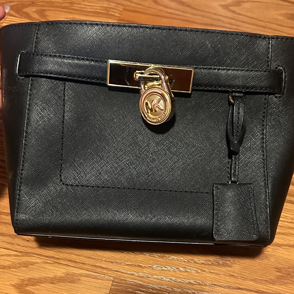 Michael Kors Black Cosmetic Bag with Gold Accents